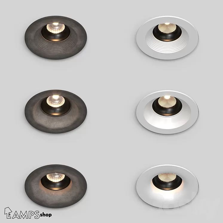 Concrete Recessed Lamps v1 3D Model