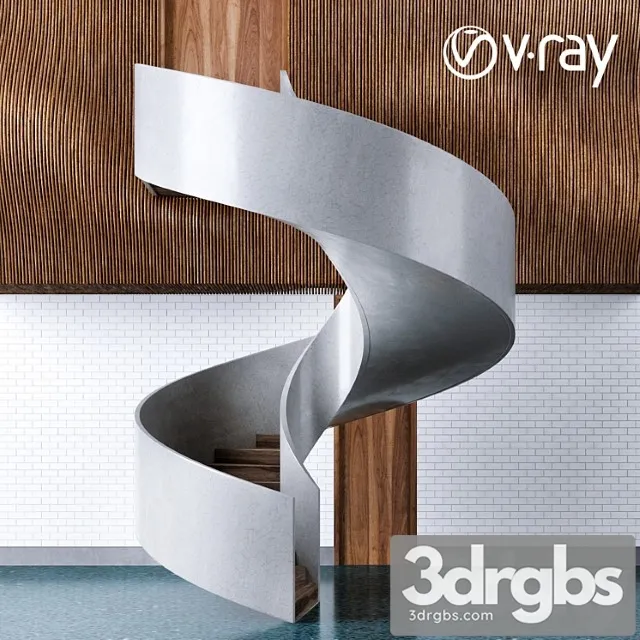 Concrete stair 3D Model Download