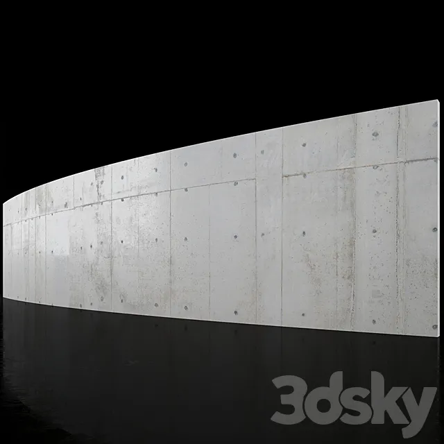 Concrete wall 18m long 3D Model