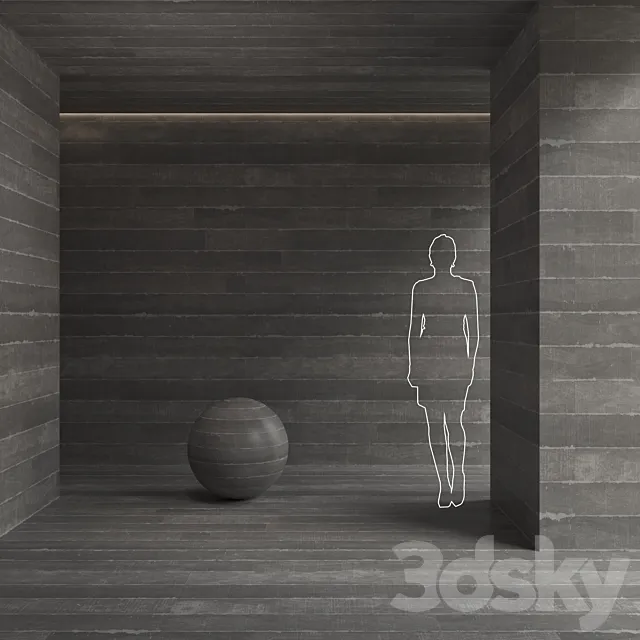 Concrete wall made from wood formwork 3D Model