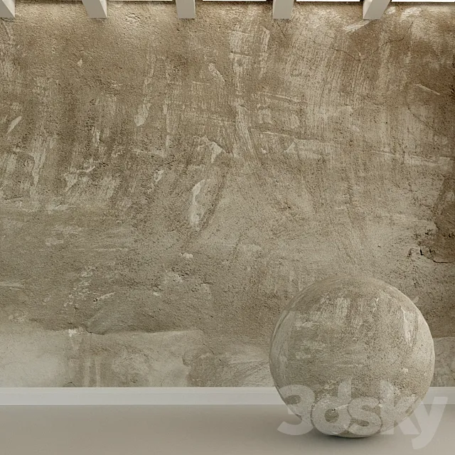 Concrete wall. Old stucco. 45 3D Model Concrete wall. Old stucco. 45 3D Model