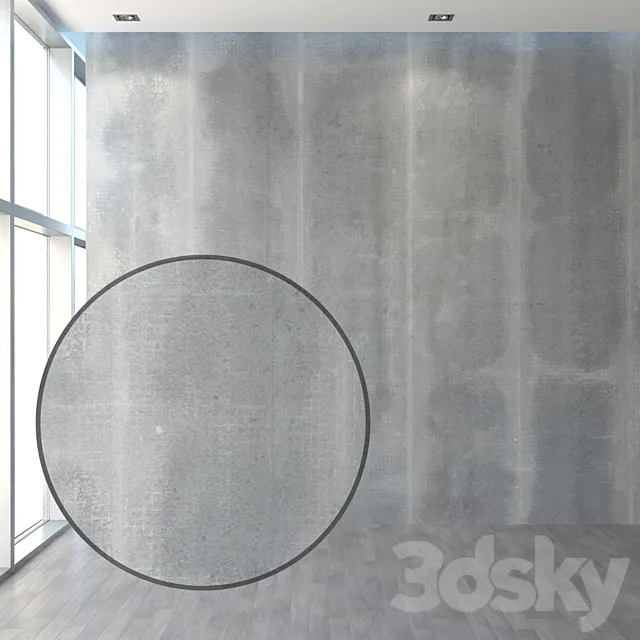 Concrete wall with stitched seams 3D Model