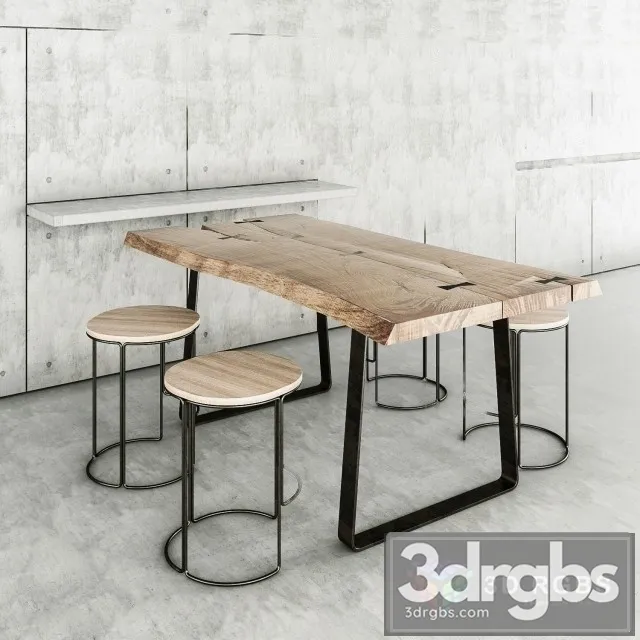 Concrete Wood Table and Chair 3D Model Download Concrete Wood Table and Chair 3D Model Download