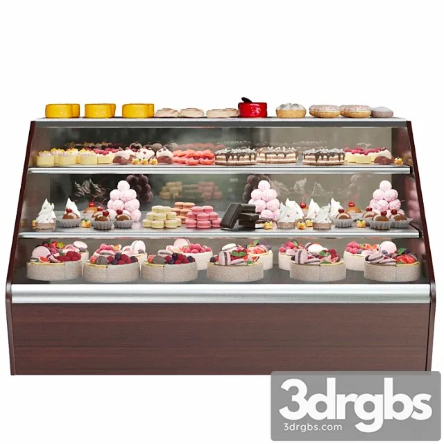 Confectionery Refrigerator With Sweets and Desserts Cake 3D Model Download