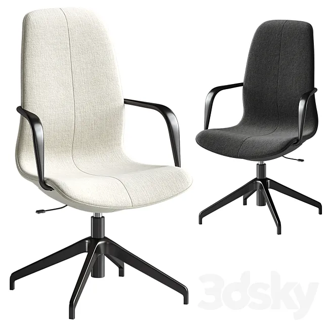 Conference chair with armrests Gunnared dark gray black 3D Model