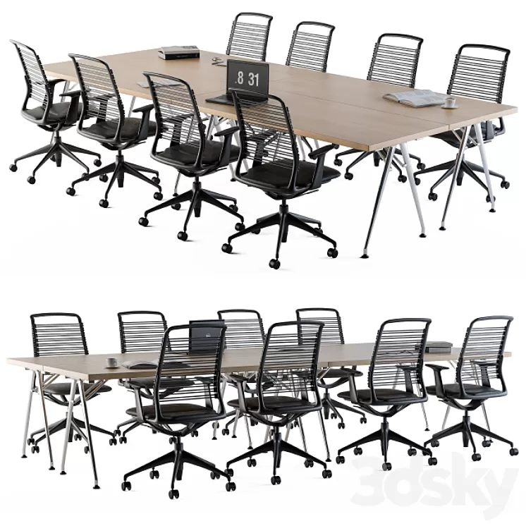 Conference Table Set For Office 3D Model Conference Table Set For Office 3D Model