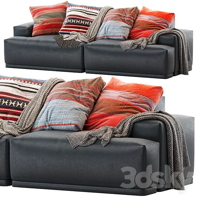 CONNECT MODULAR SOFA with plaid and pillows 3D Model