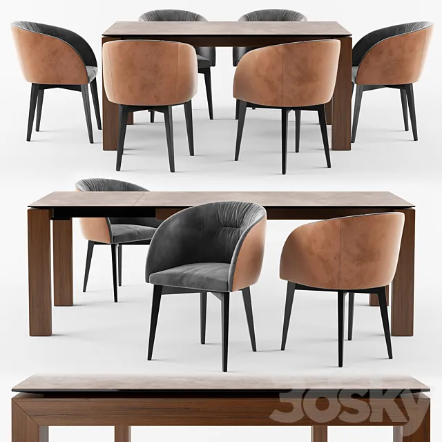 Connubia Calligaris Sigma Dining Table_ROSIE SOFT armchair 3DModel