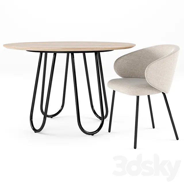 Connubia STULLE table with TUKA dining chair 3D Model