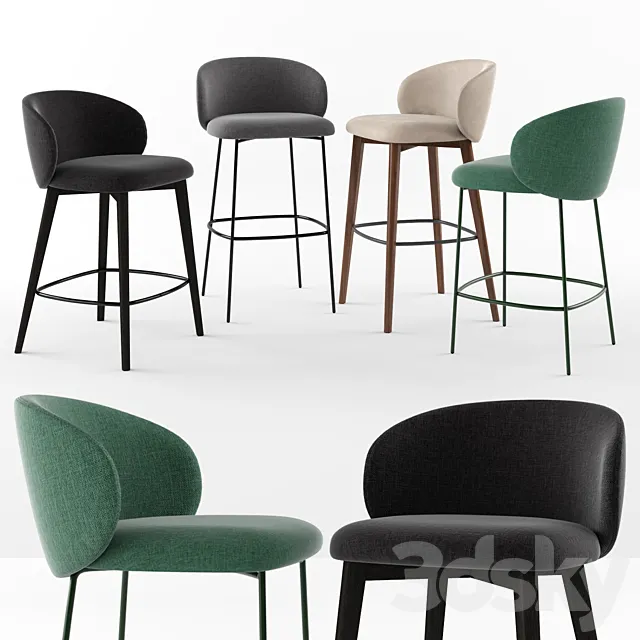 Connubia Tuka bar stools 3D Model
