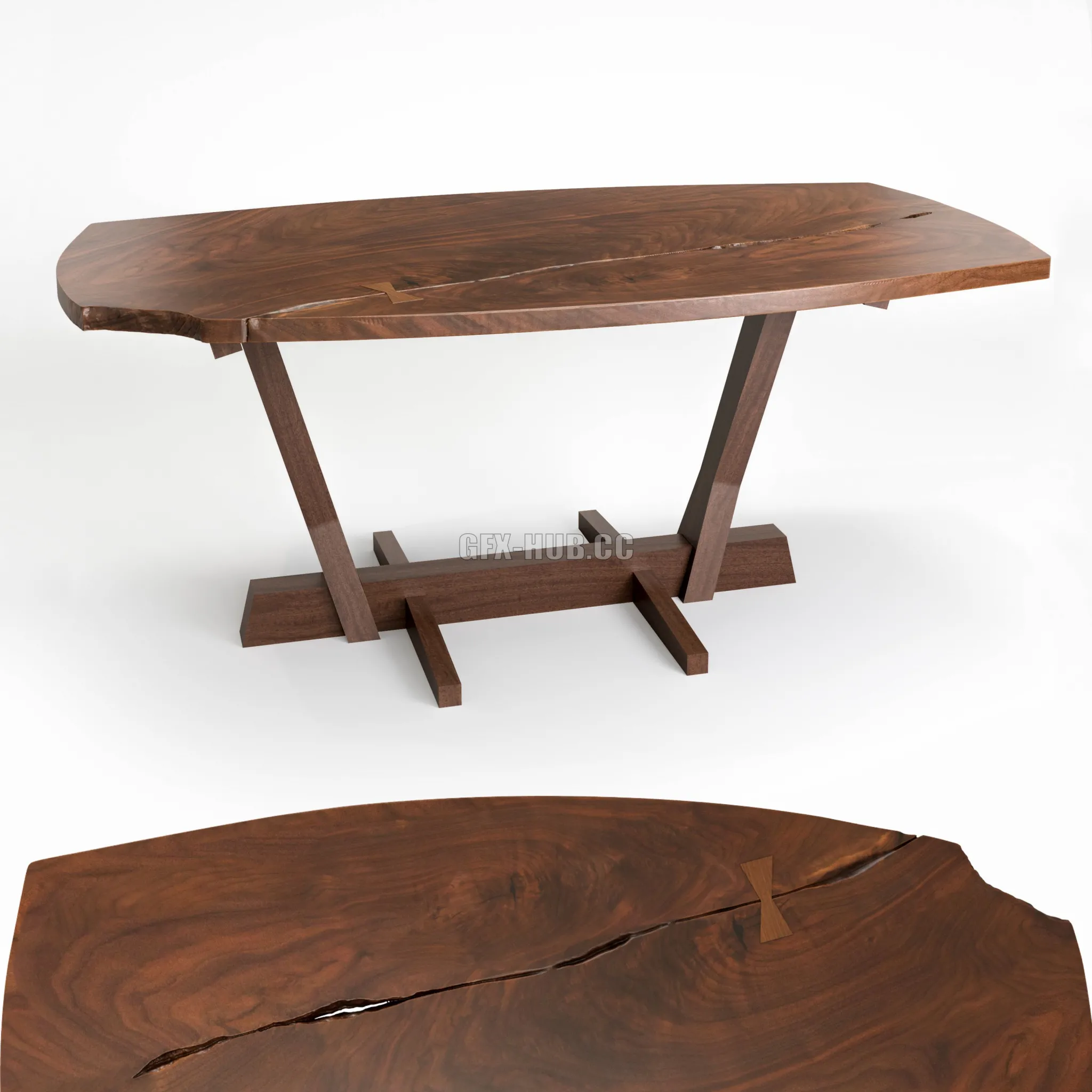 Conoid dining table by George Nakashima 3D Model Conoid dining table by George Nakashima 3D Model