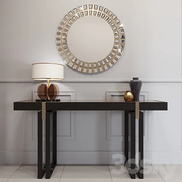 Console Seoul + Desk lamp Budapest + Mirror M10094 3DModel