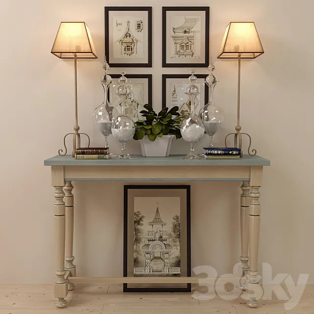 Console Veranda with décor 3D Model Console Veranda with décor 3D Model