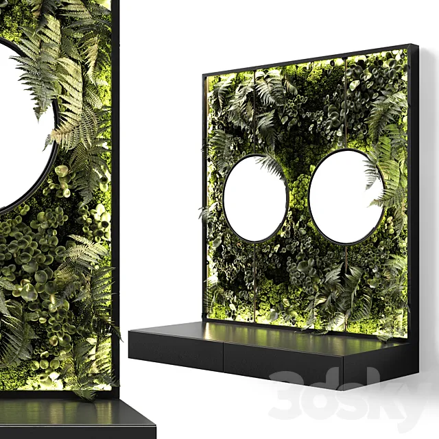 Console with mirrors and vertical garden 3D Model Console with mirrors and vertical garden 3D Model