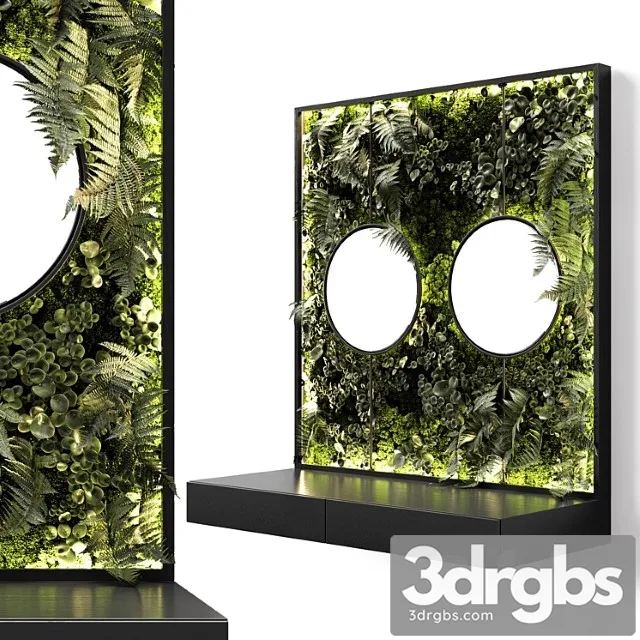 Console with mirrors and vertical garden Console with mirrors and vertical garden