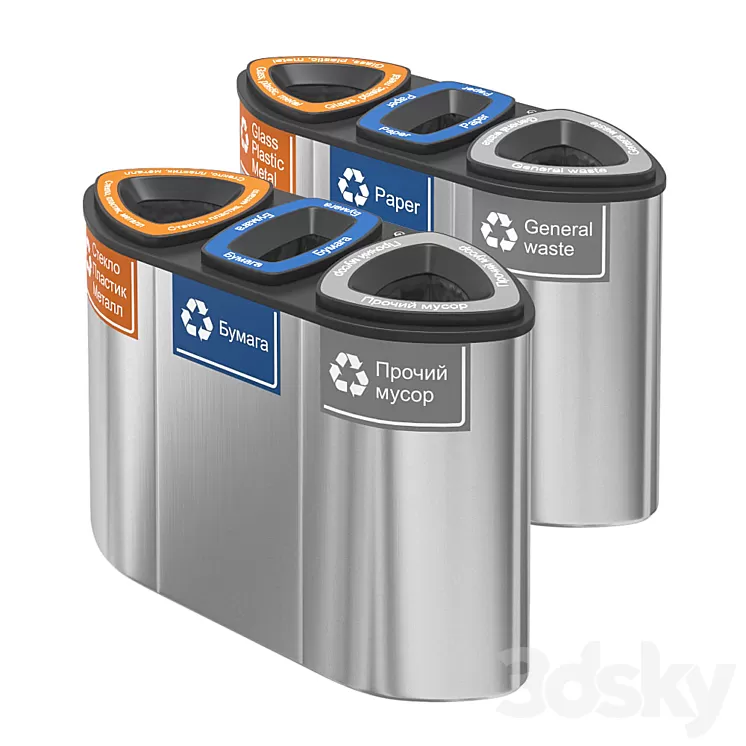Containers for separate collection of garbage Bermuda Triple 3D Model
