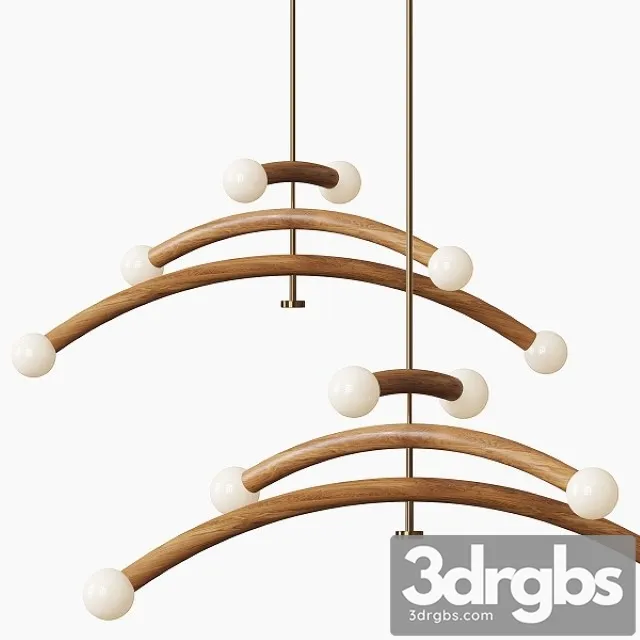 Contemporary Bleached White Oak and Brass LED Chandelier 3D Model Download Contemporary Bleached White Oak and Brass LED Chandelier 3D Model Download