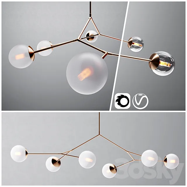 Contemporary branching bubble 6 chandelier – Dendroid 4 _ cor _ v-ray _ 3DModel