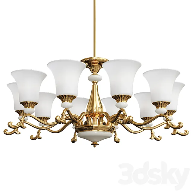 Contemporary Clean Copper Chandelier_2 3D Model