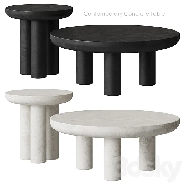 Contemporary Concrete coffee table West Elm 3DModel 3DSKY Decor Helper