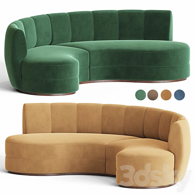 Contemporary curved velvet sofa 3D Model Contemporary curved velvet sofa 3D Model