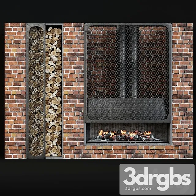 Contemporary fireplace 36 3D Model Download