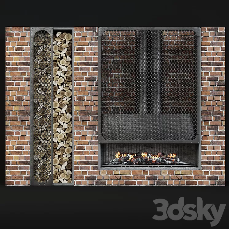 Contemporary fireplace 36 3D Model