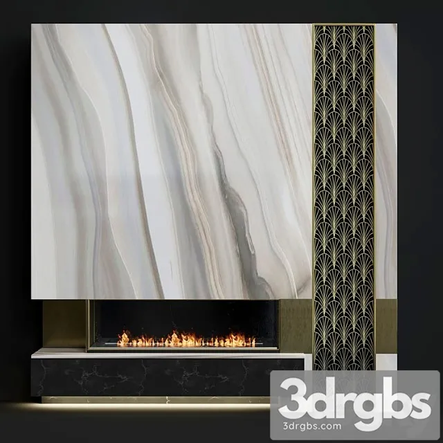 Contemporary fireplace 37 3D Model Download