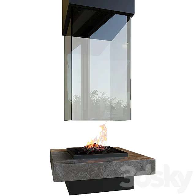 Contemporary fireplace 3D Model