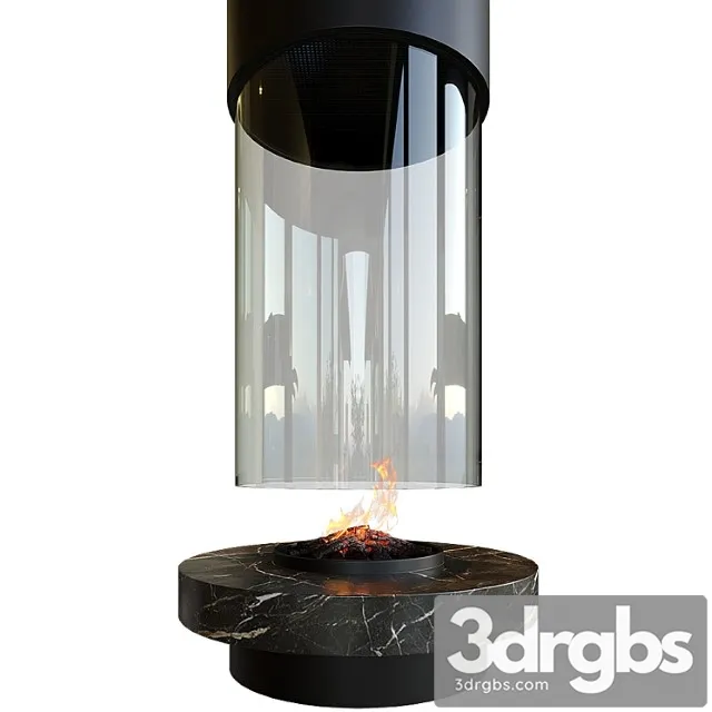 Contemporary fireplace (round) 3D Model Download