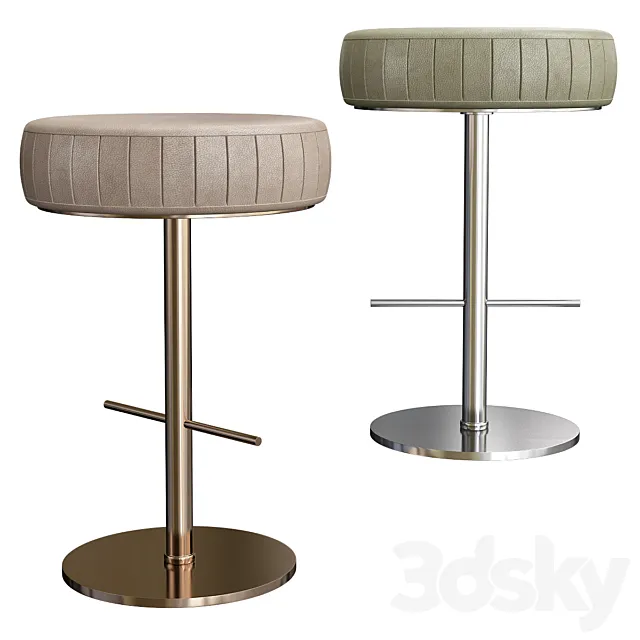 Contemporary Italian Designer Leather Bar Stool 3D Model