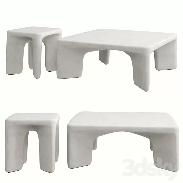 Contemporary Low Leg Concrete Tables 3D Model Contemporary Low Leg Concrete Tables 3D Model