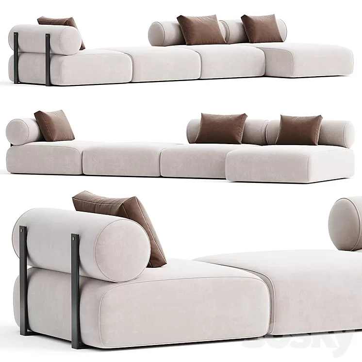 Contemporary Modular System Black Steel 3D Model Free Download