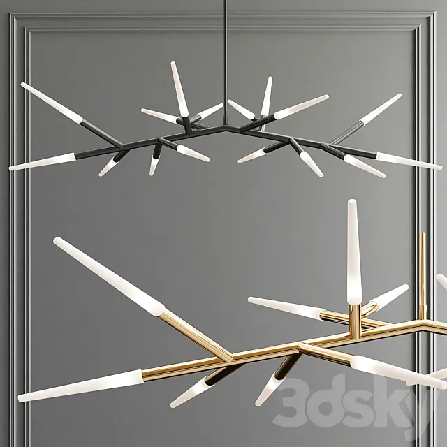 Contemporary Multi Tube LED Chandelier 3DModel