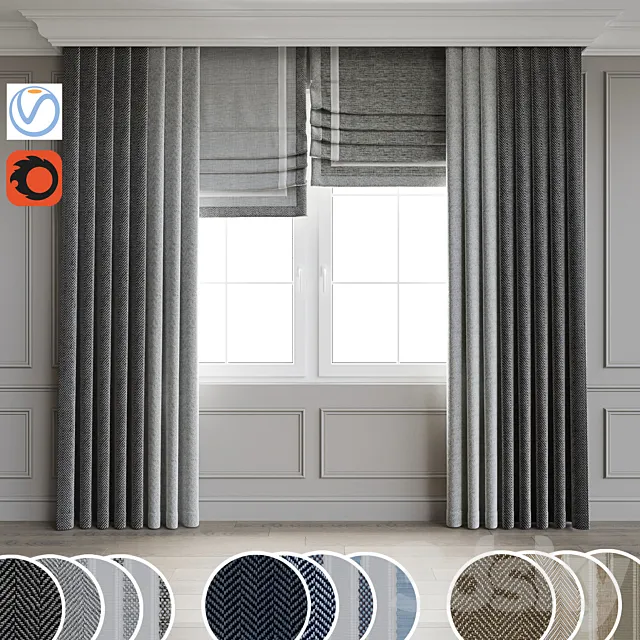 Contemporary style curtain 8 3D Model Contemporary style curtain 8 3D Model