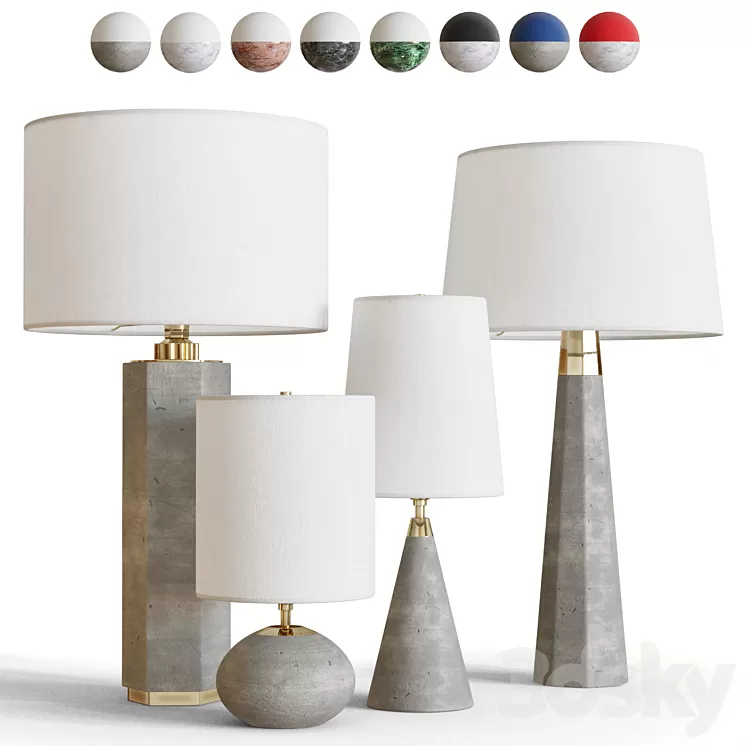 Contemporary table lamps in concrete and marble 3D Model Contemporary table lamps in concrete and marble 3D Model