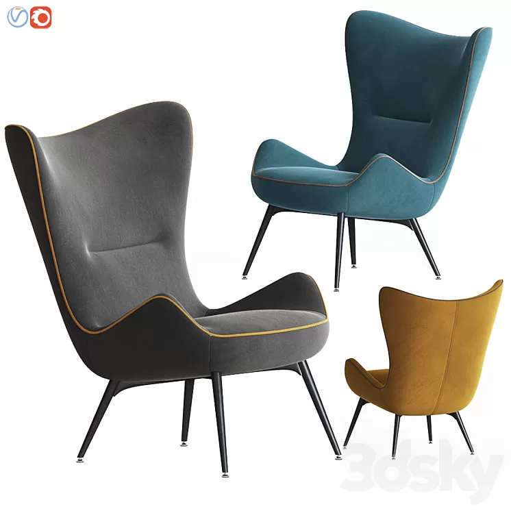 Contessa Armchair 1956 Wittmann 3D Model Contessa Armchair 1956 Wittmann 3D Model