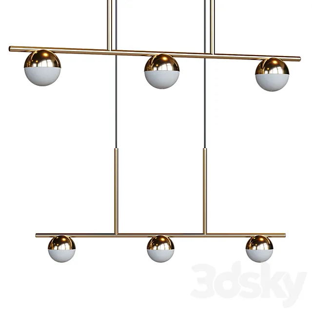 Contina 3 Light Island Pendant Light – Brass 3D Model