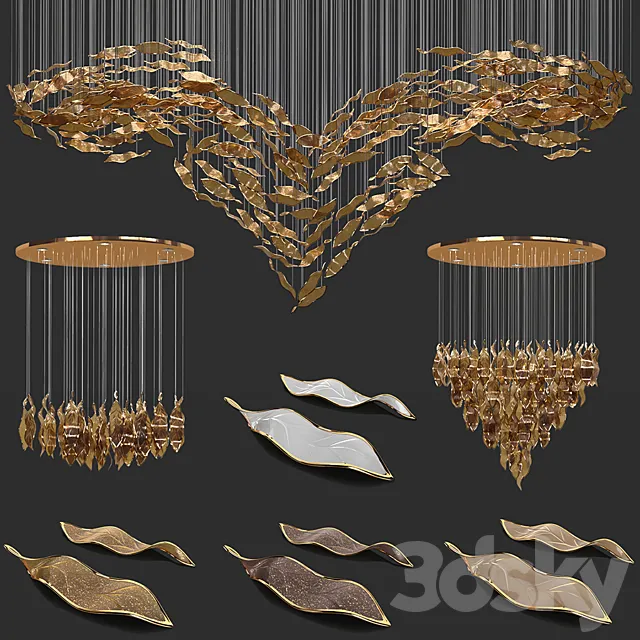 Contour Chandeliers _ Set of 3 types 3D Model