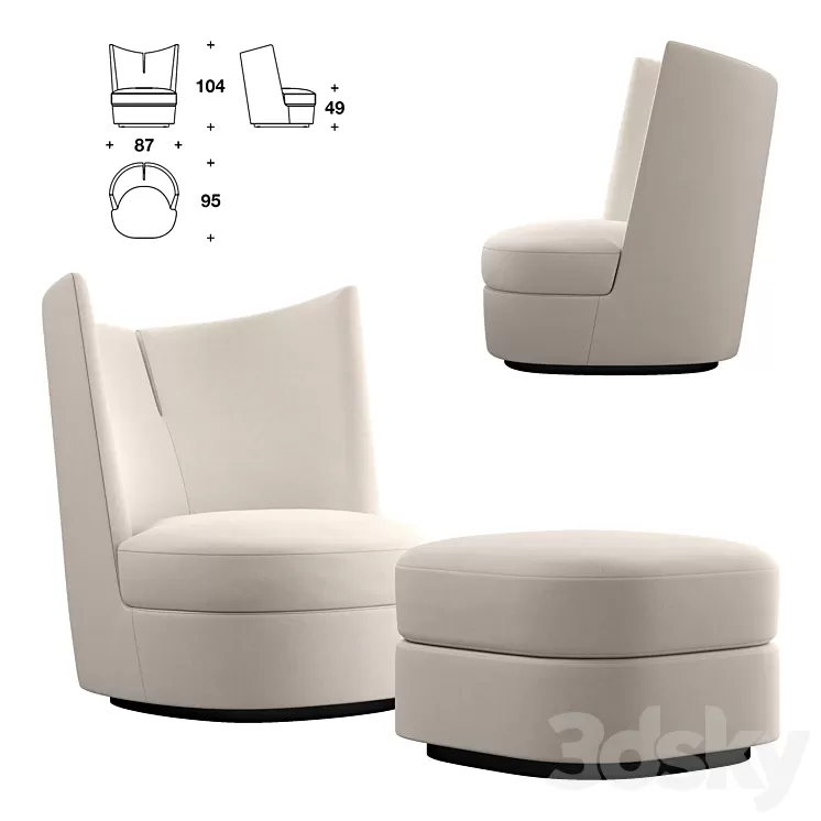 CONTOUR CLUB armchair 3D Model CONTOUR CLUB armchair 3D Model