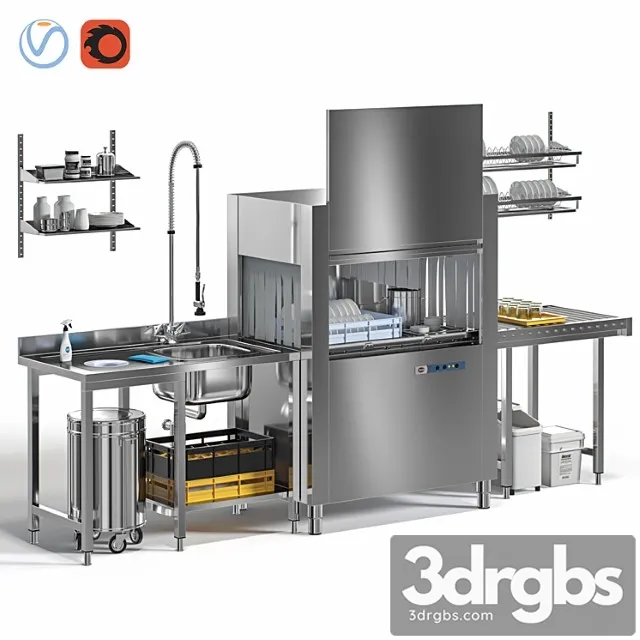 Conveyor Dishwasher Apache Arts 100 3D Model Download