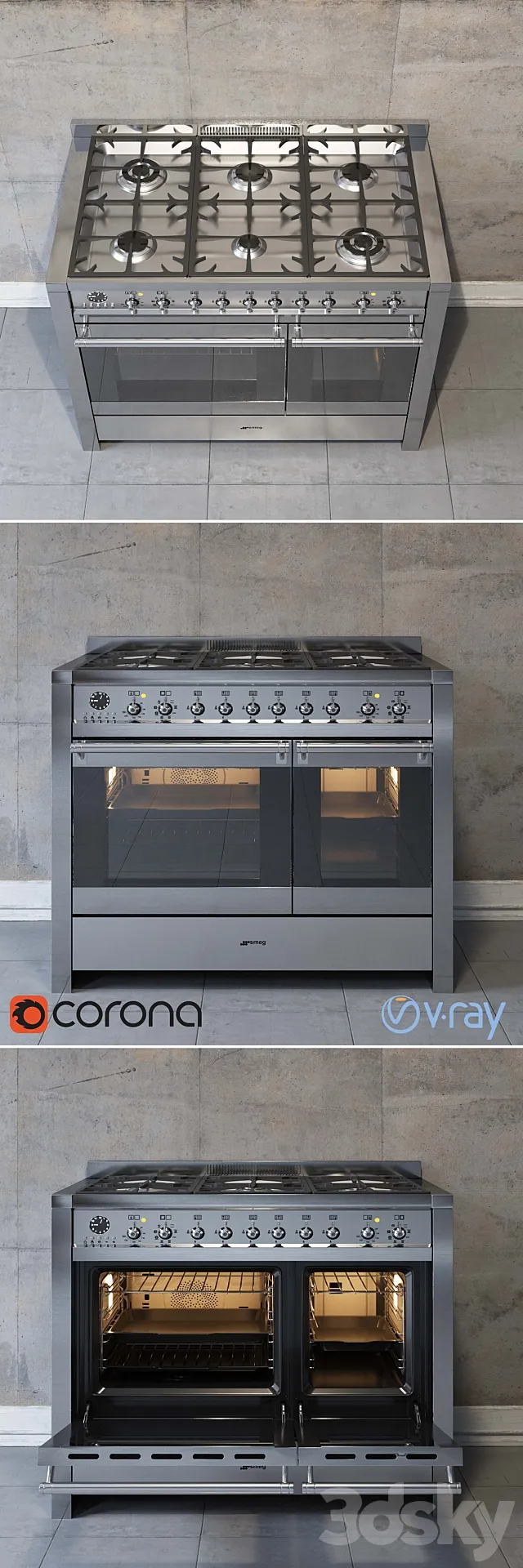 Cooking centers Smeg. A2-8 3DModel