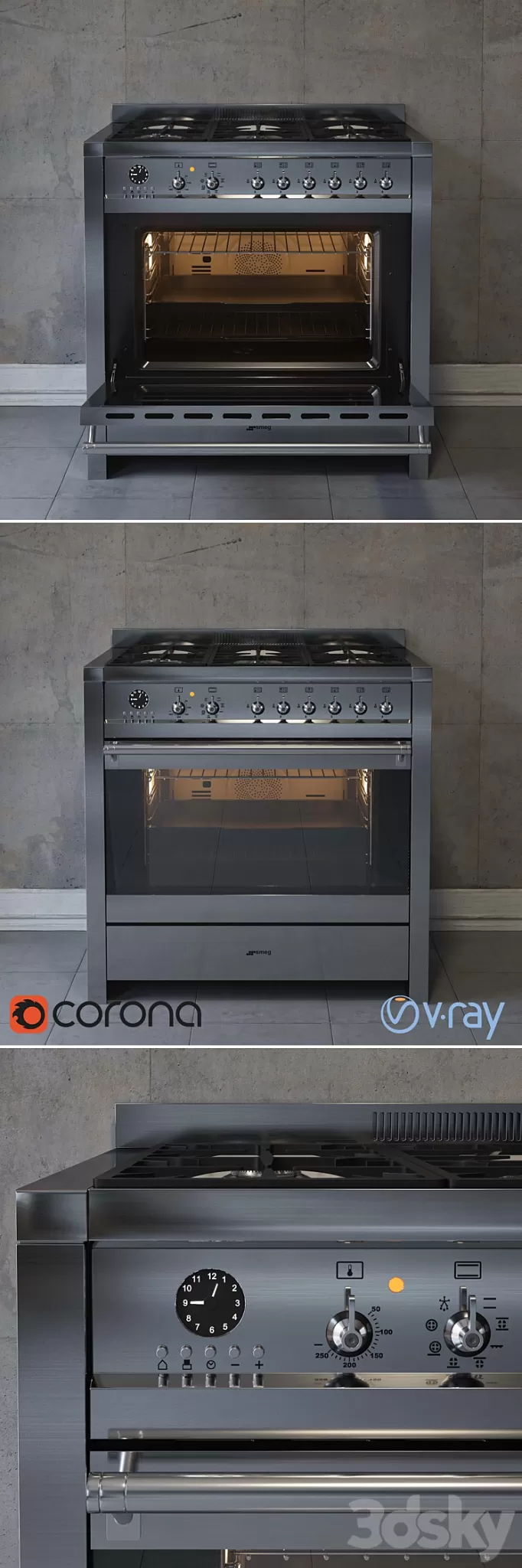 Cooking centers Smeg CS19A-7 3D Model Cooking centers Smeg CS19A-7 3D Model