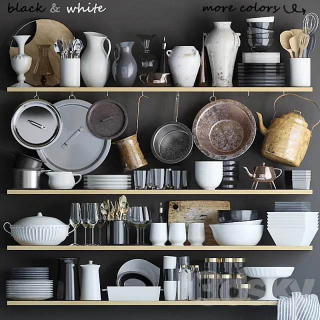 Cookware Set (3 colors) 3DModel Cookware Set (3 colors) 3DModel