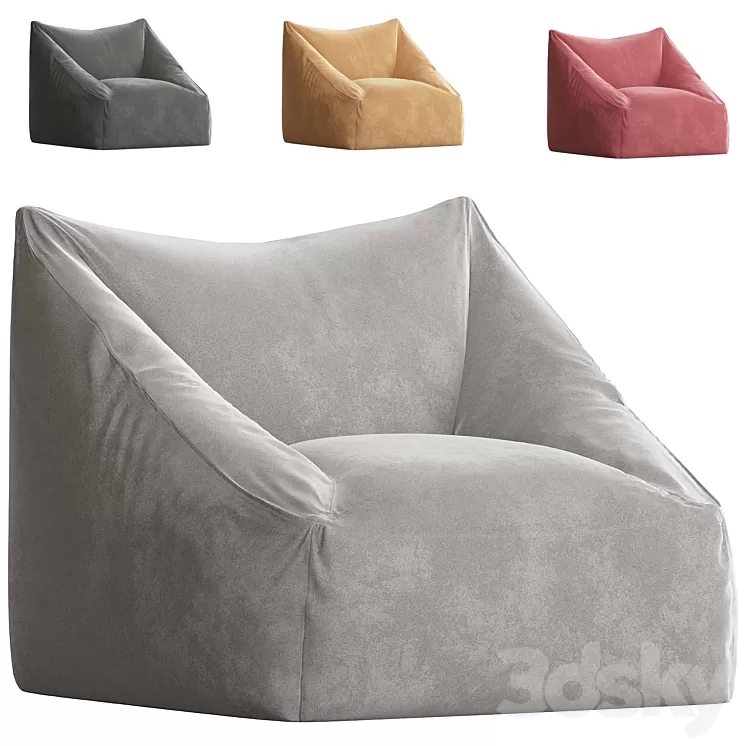 Cooper Velvet Bean Bag chair 3D Model Free Download