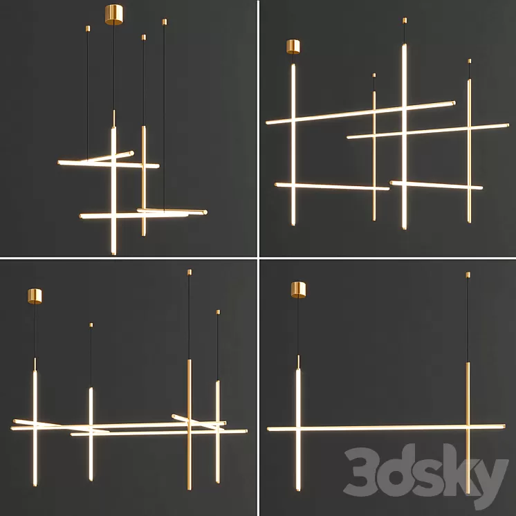 Coordinates LED Chandelier collection 3D Model Coordinates LED Chandelier collection 3D Model