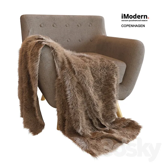 Copenhagen armchair and plaid 3DModel