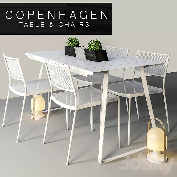 Copenhagen Chairs & Table 3D Model