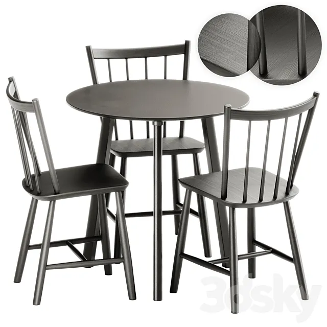 Copenhague Deux CPH 220 Table and J41 Chair by Hay 3D Model Copenhague Deux CPH 220 Table and J41 Chair by Hay 3D Model