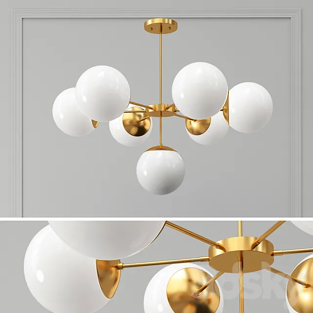 Copper Light Chandelier 7 3D Model